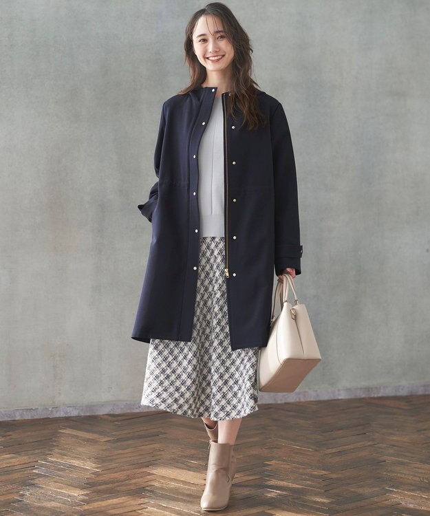 ANY SIS 【洗える】フーデットロング コート ネイビー