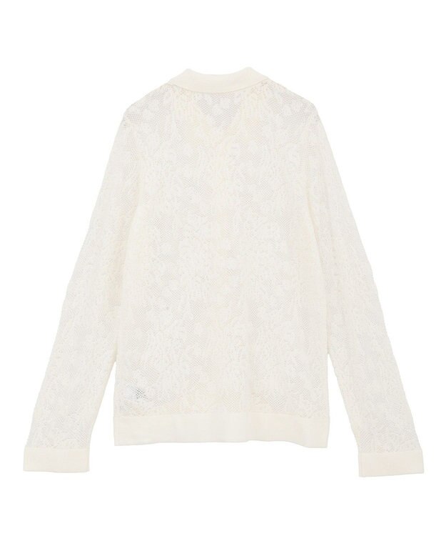 CRAFT STANDARD BOUTIQUE レース編みポロカーディガン White