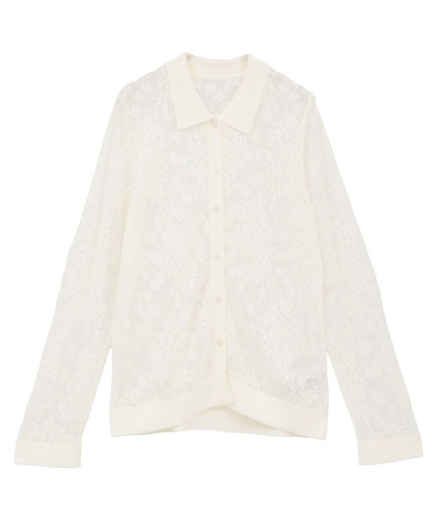 CRAFT STANDARD BOUTIQUE レース編みポロカーディガン White