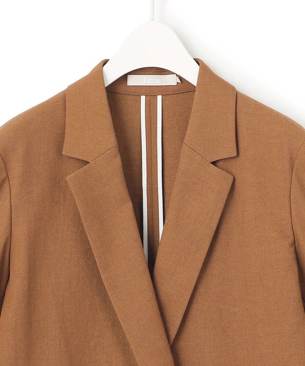 ICB 【接触冷感・UVケア・撥水・洗える】LooseWeave ダブルブレストジャケット ブラウン系