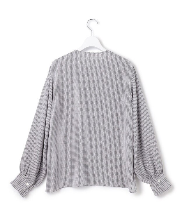 23区 L 【洗える】ヴィンテージ プリント ピンタック ブラウス サックスブループリント