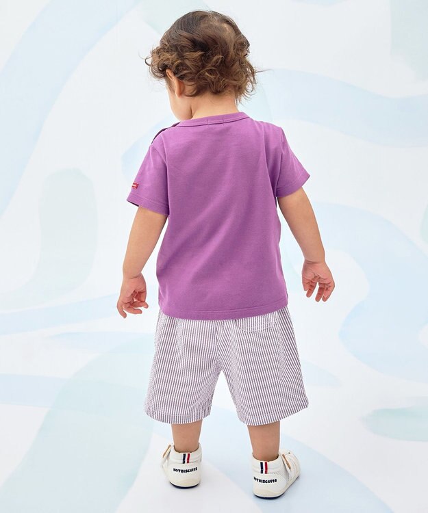 MIKI HOUSE HOT BISCUITS 【80-120cm】サッカー素材 5分丈パンツ パープル