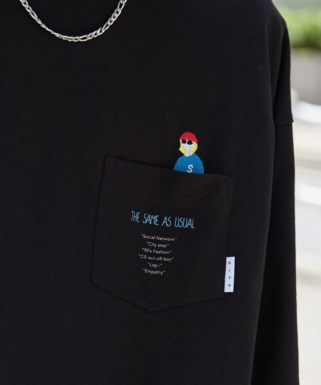 WEGO 【ユニセックス着用ITEM/手洗い可/MLサイズ】CITY　BOYS　ポケットT（S） ブラック