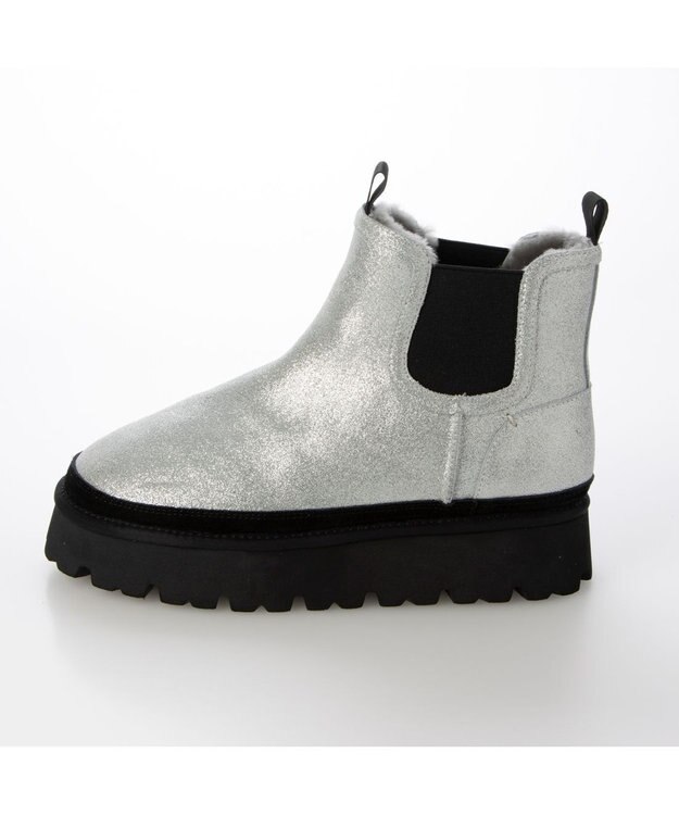 MODE ET JACOMO <carino>本革ムートン　サイドゴアショートブーツ シルバー