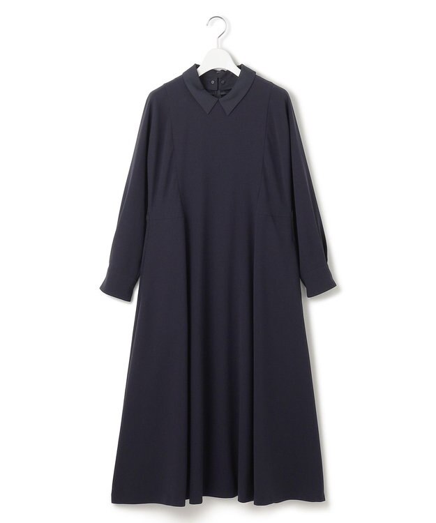 23区 【VERYコラボ】トリアセダブルジョーゼット つけ襟 ボウタイワンピース ネイビー系