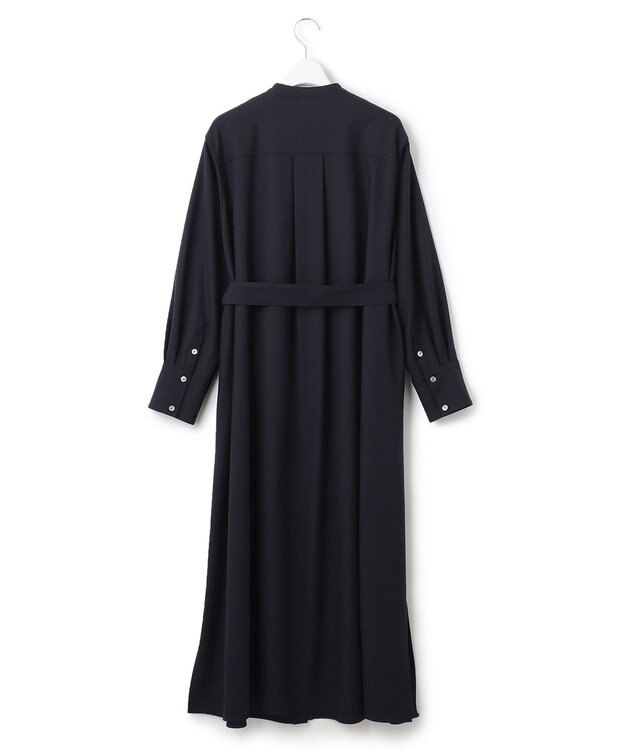 23区 L 【CLASSY.コラボ/洗える】ウールストレッチツイル ピンタック ワンピース ネイビー系