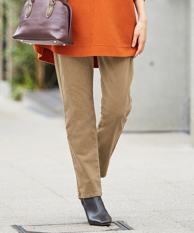 J.PRESS LADIES 【洗える】21ウェルストレッチコーデュロイ パンツ キャメル系