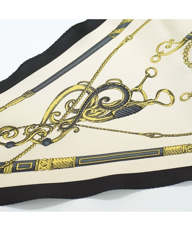 Marca 【 Marcaオリジナル】馬具と鞭 菱形スカーフ シルクツイル ブラック