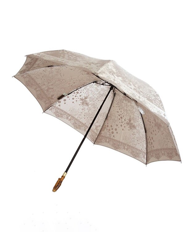 槇田商店 Kirie ドットフラワー モカブラウン 折りたたみ傘 中茶