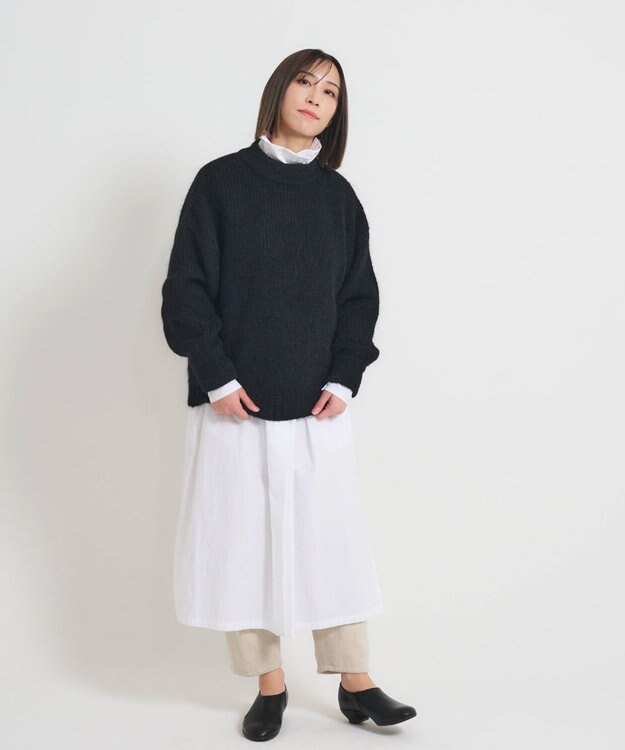 muuc 〈天然素材の上質なモヘヤ〉アルパカモヘヤ畦編みプルオーバー〈日本製〉 ブラック