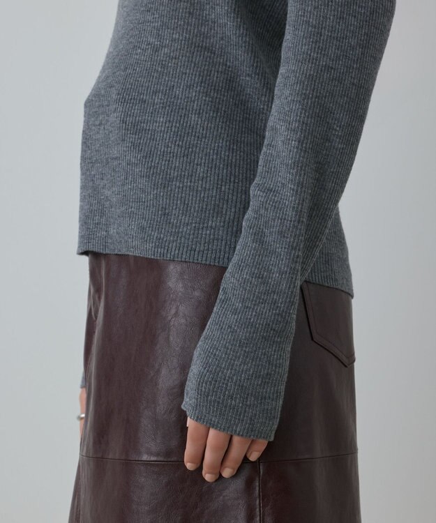 GRACE CONTINENTAL ハイゲージウールニットトップ グレー