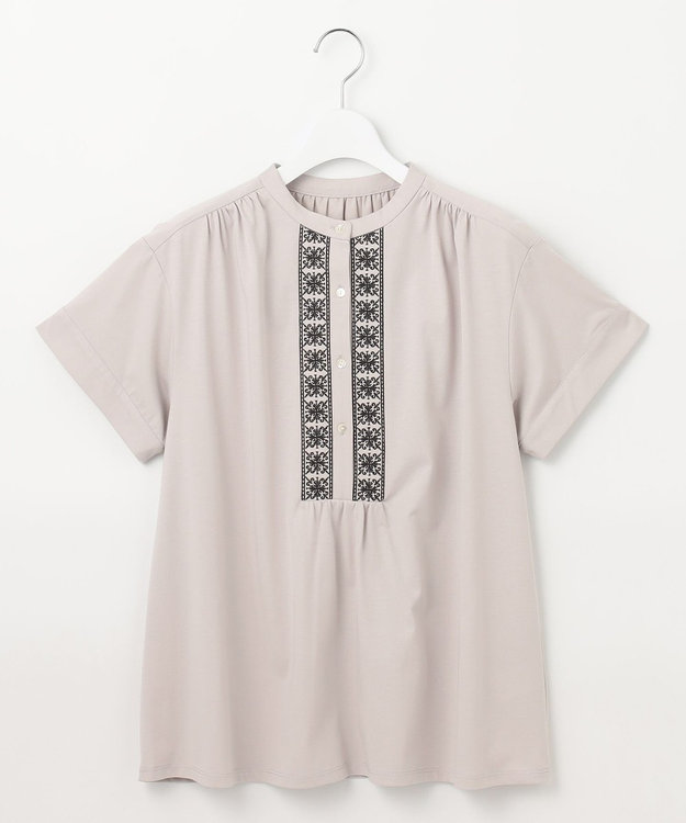 J.PRESS LADIES エンブロイダリージャージー カットソー ライトグレー系