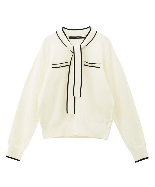 YECCA VECCA 配色ボウタイニット Ivory