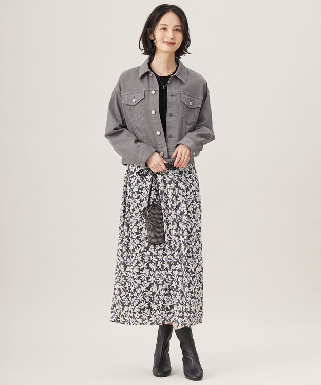 自由区 【洗える】ウスカルデニム襟付き ジャケット スレート