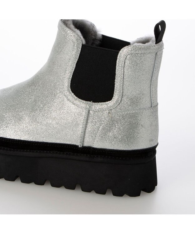 MODE ET JACOMO <carino>本革ムートン　サイドゴアショートブーツ シルバー