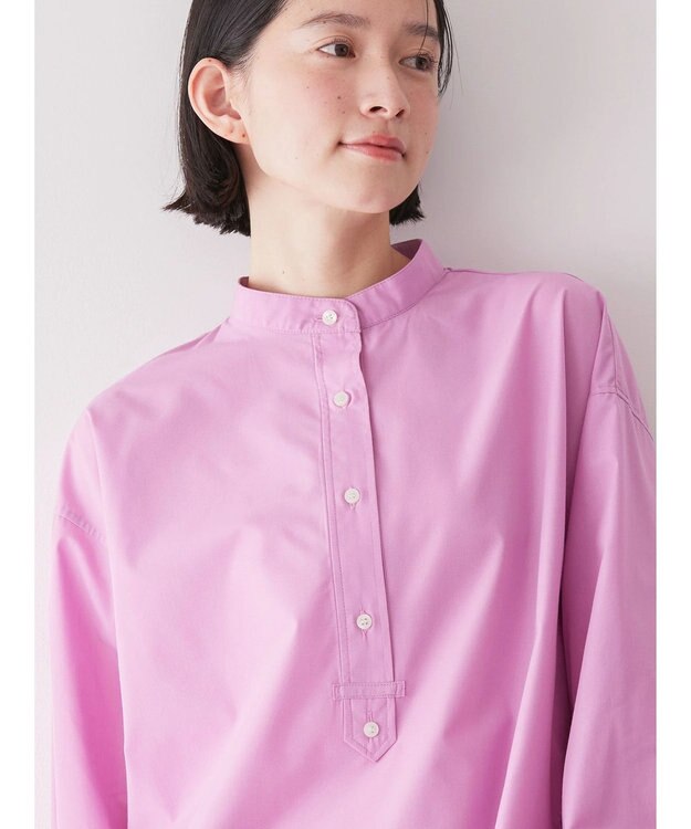 AMERICAN HOLIC イージーケアバンドカラーシャツチュニック Pink