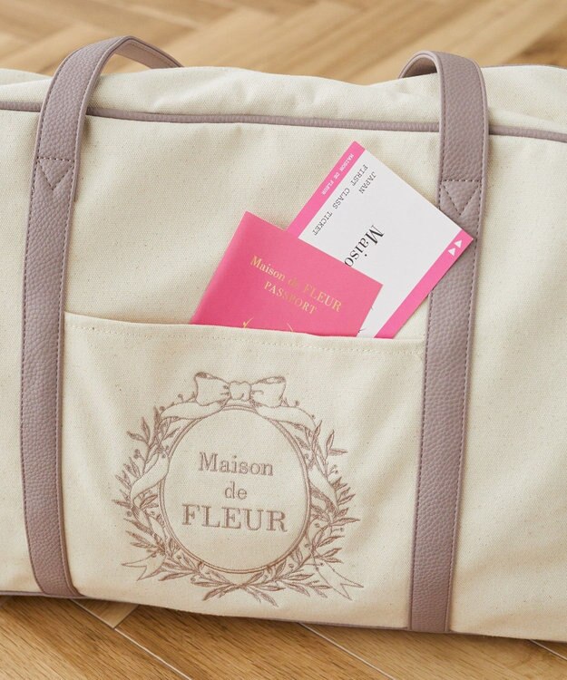 Maison de FLEUR キャンバスキャリーオンボストンバッグ Dark Pink