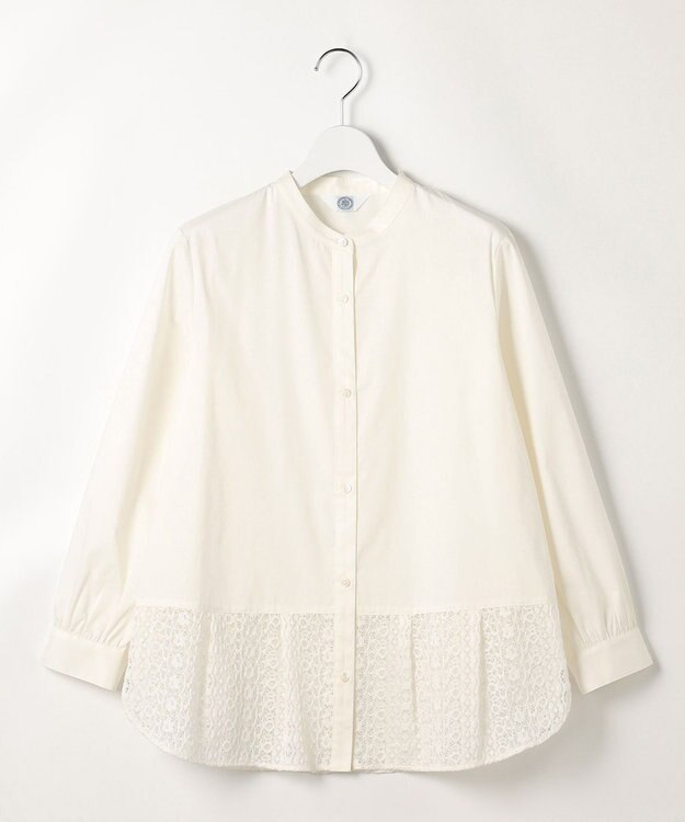 J.PRESS LADIES L エニーブロード レース ブラウス オフホワイト系
