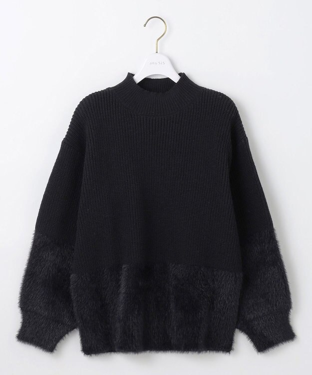 ANY SIS 【洗える】グラデーションフェザー ニット ブラック
