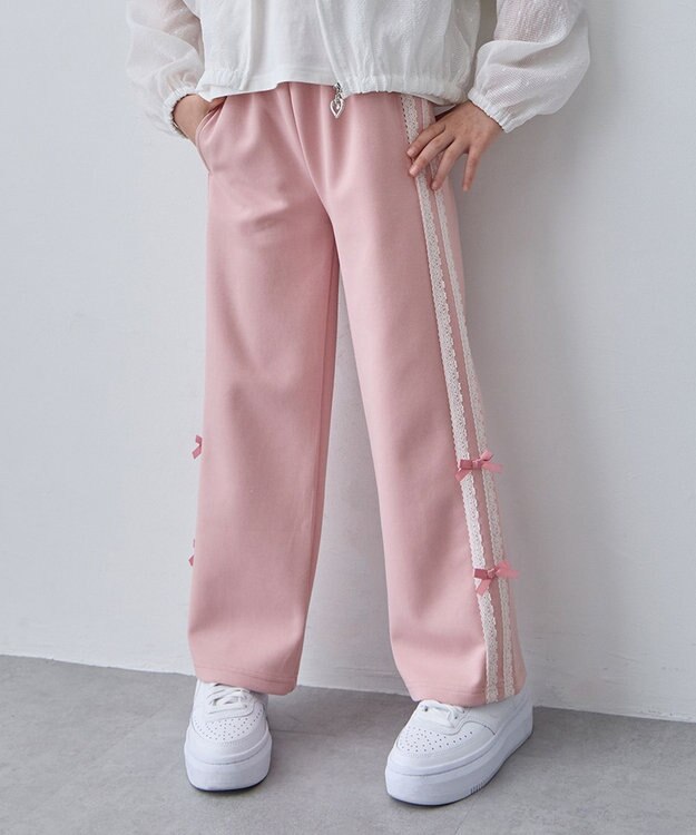 ANY KIDS 【洗濯機可能/速乾】ドライタッチ トラックパンツ ピンク