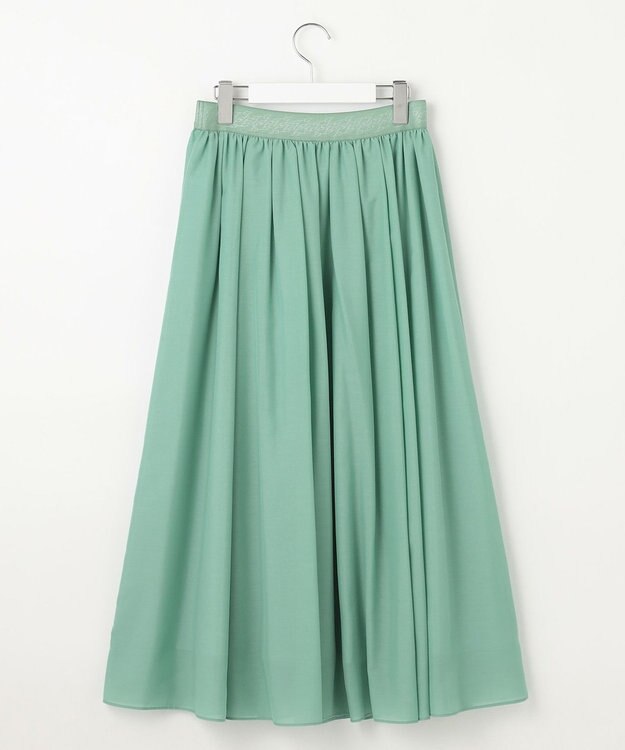 自由区 【ウエストゴム・洗える】シアーギャザー スカート ミストグリーン