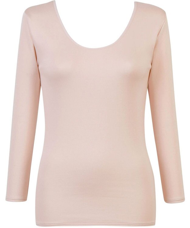 Wing あったかインナー 綿100％(肌側) 軽い シルクプロテイン加工 8分袖 長袖 秋 冬 EL2850 ウイング／ワコール ピーチ