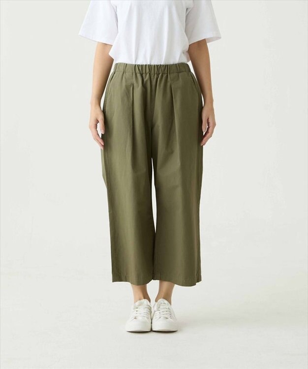 caqu color linen wide cropped コットンリネンクロップド丈ワイドパンツ olive