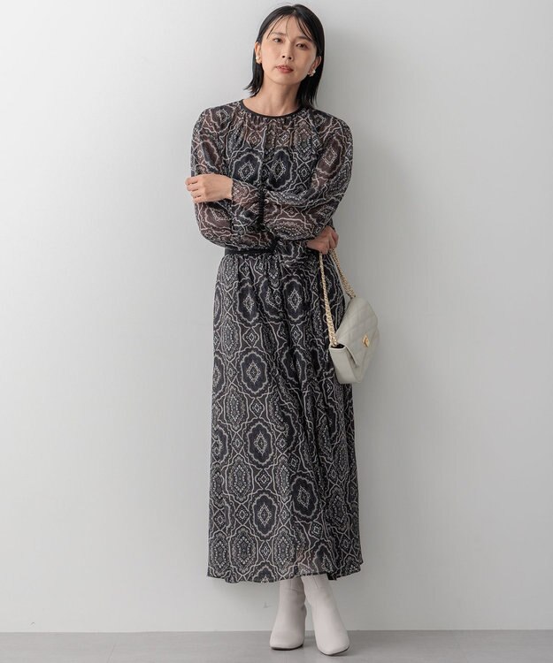 23区 S オーナメントプリント ギャザースカート グレープリント