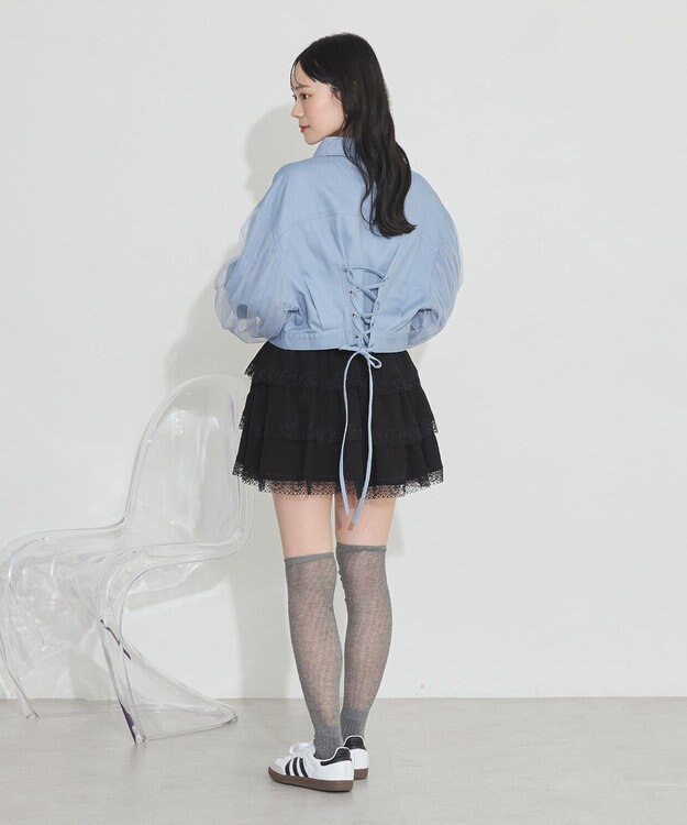 earth music&ecology ティアードレースミニスカート Black