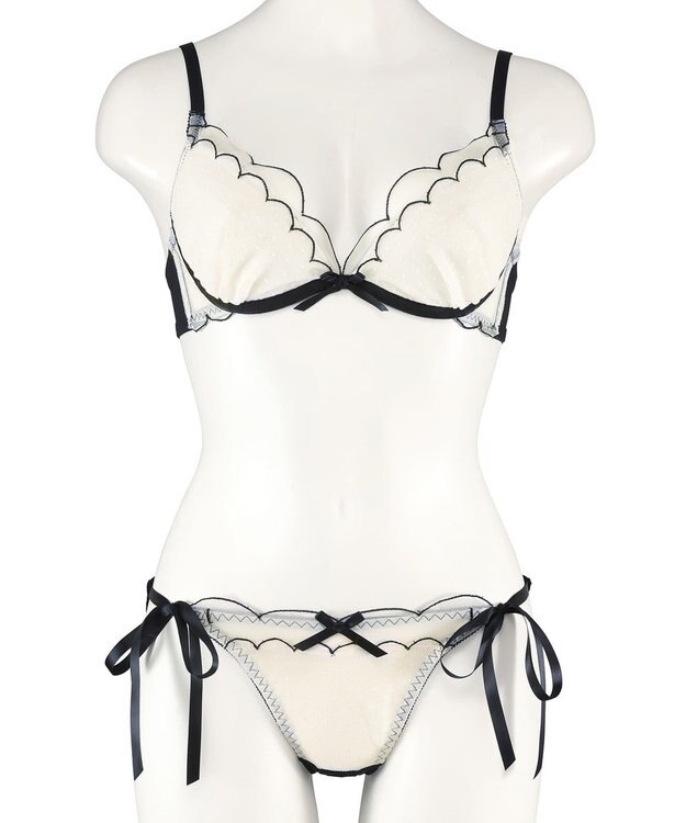 San-ai Resort（三愛水着楽園） シアードットチュール　ブラジャー＆ショーツセット【northerly】 BK×WH