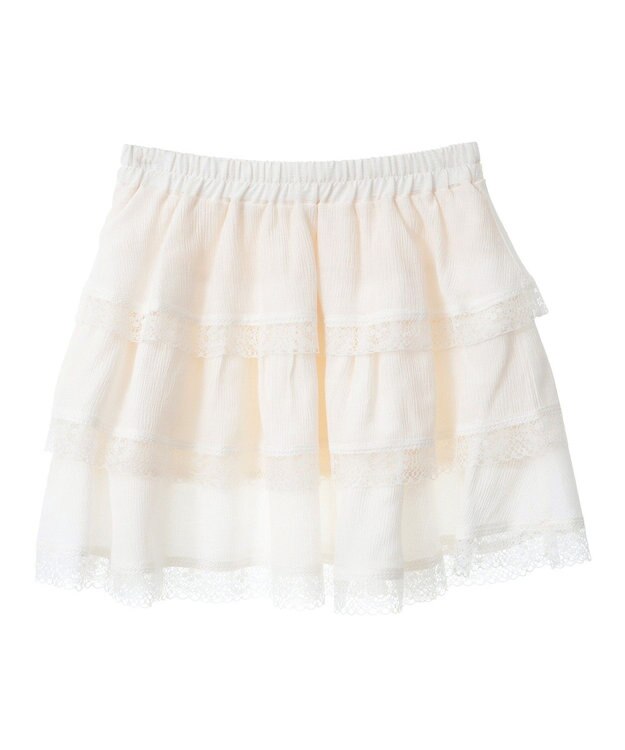 earth music&ecology ティアードレースミニスカート White