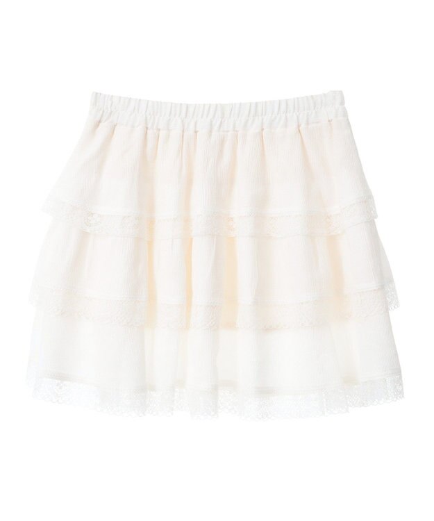 earth music&ecology ティアードレースミニスカート White