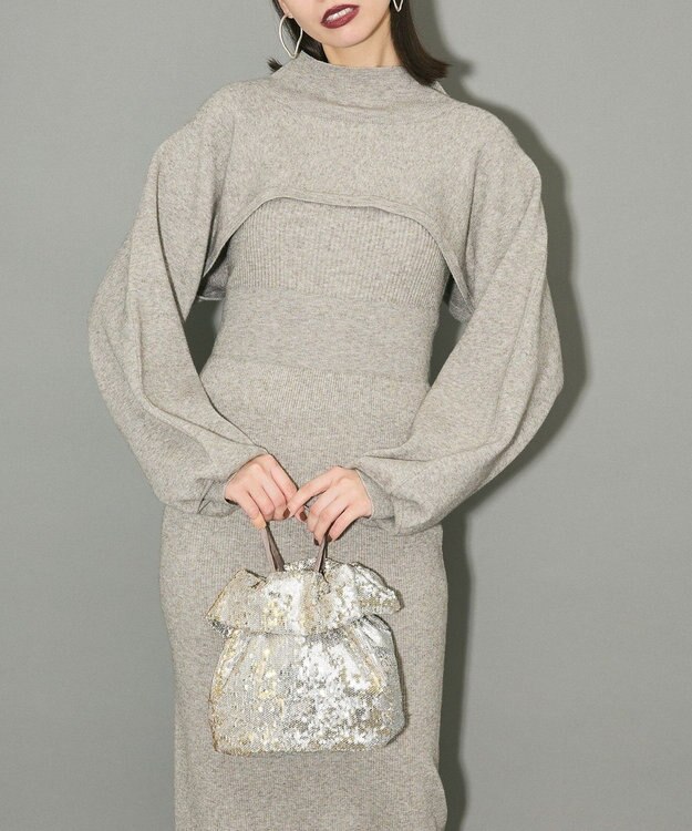 Green Parks ボレロ付ニットワンピース Light Gray