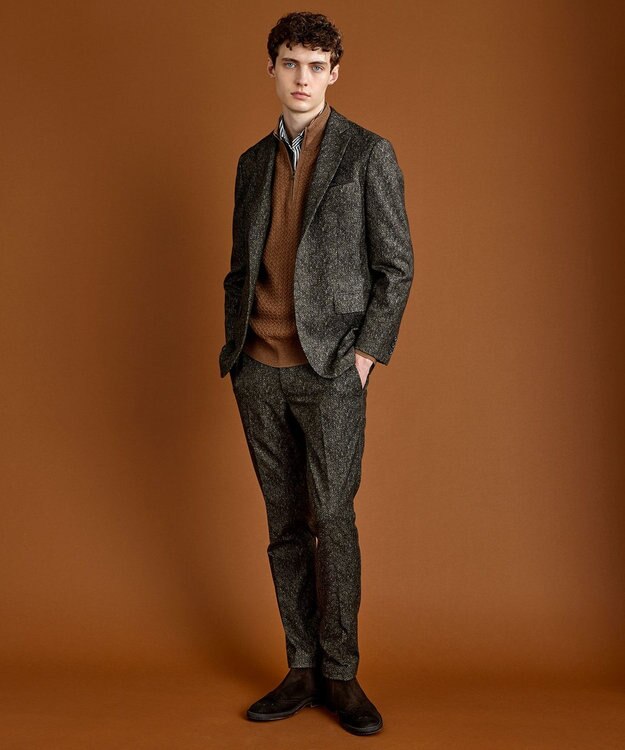 JOSEPH ABBOUD 【滑らかな肌触り/洗える】エクストラファインメリノウール ジップ ニット キャメル系