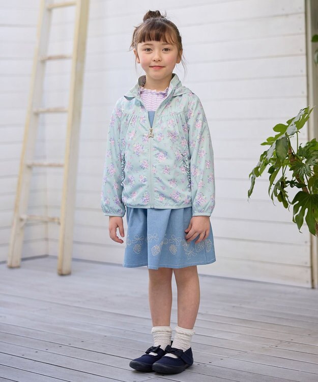 ANY KIDS 裾ペプラム 花柄 ブルゾン ミント系