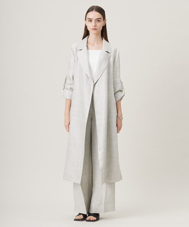 ICB 【日本製】トリアセリネンシャイニーツイル ワイドパンツ ライトグレー系