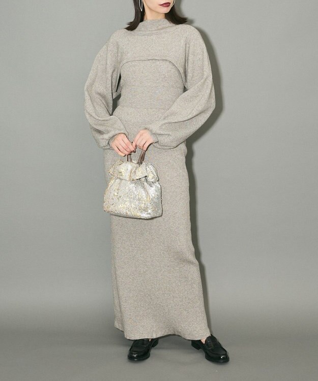 Green Parks ボレロ付ニットワンピース Light Gray