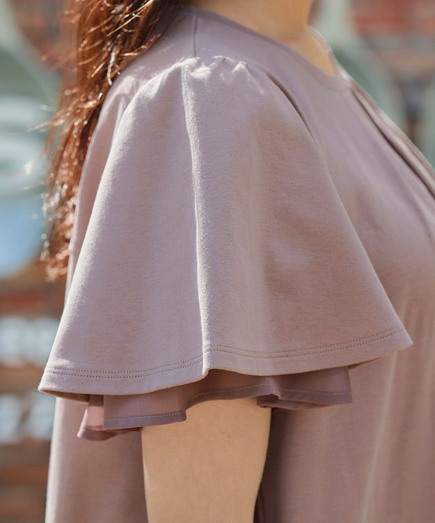 Tiaclasse 【UVケア・接触冷感】“あまラク” シフォンフレアスリーブカットソーチュニック ブルー