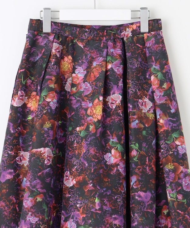 自由区 【カトリエムブーケ】フラワープリントフレアスカート ボルドー系