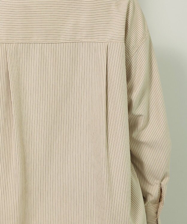 Green Parks シルキータッチストライプシャツ Ecru