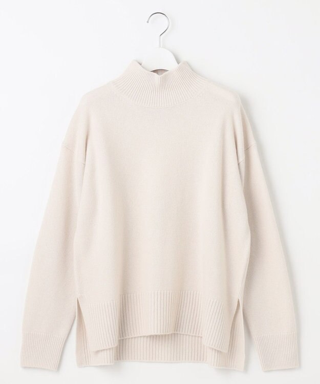 自由区 【洗える】ウールカシミヤブレンドハイネック ニット シャンパンベージュ