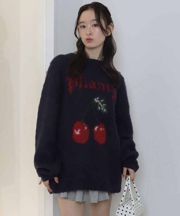 WEGO シャギーグラフィックニットBIGプルオーバー 柄2