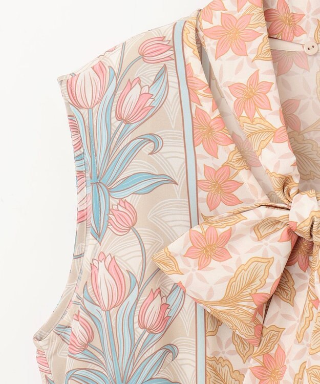 GRACE CONTINENTAL サラサストライププリントワンピース ベージュ