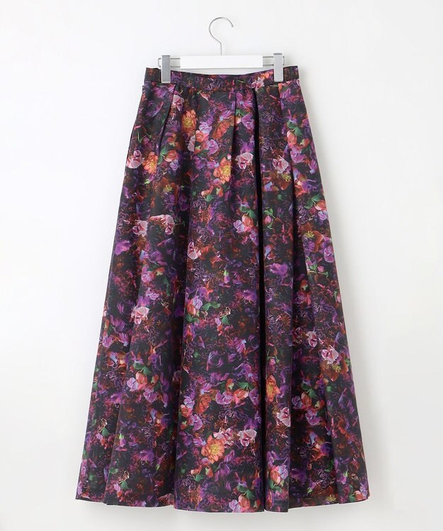 自由区 【カトリエムブーケ】フラワープリントフレアスカート ボルドー系