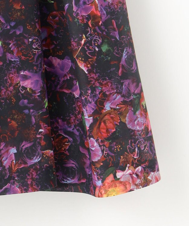 自由区 【カトリエムブーケ】フラワープリントフレアスカート ボルドー系