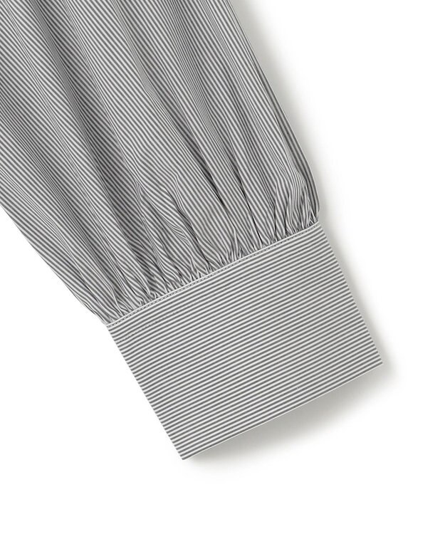 UNFILO ギャザーオーバーブラウス モノトーンストライプ