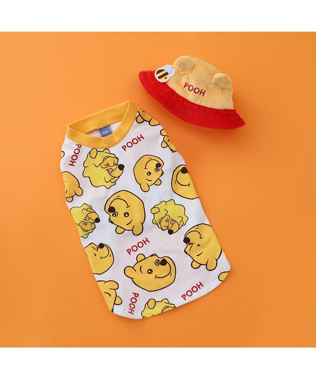 PET PARADISE ディズニー くまのプーさん バケットハット付き Tシャツ 小型犬 イエロー