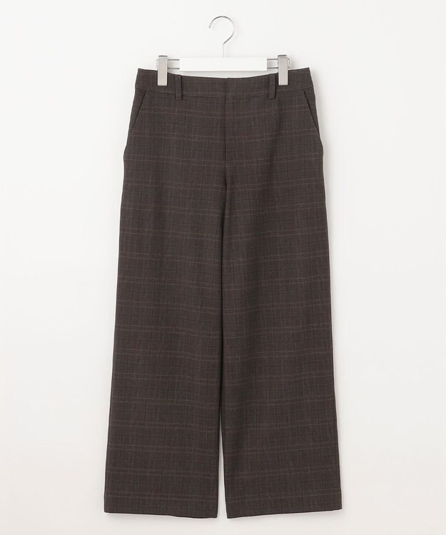 J.PRESS LADIES L 【洗える】T/Rアルガンシルクチェック ワイド パンツ グレーチェック系