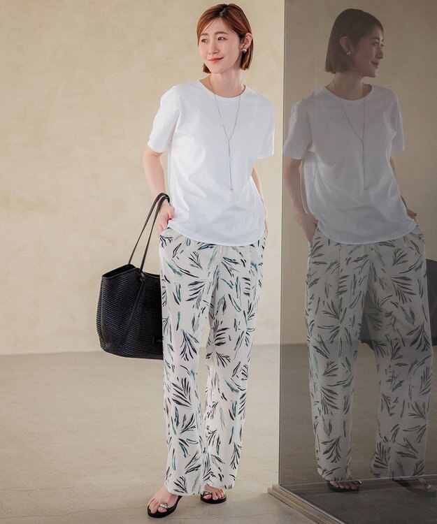 23区 L 【洗える】ALBINIコーコラン シャツテール Tシャツ ホワイト系