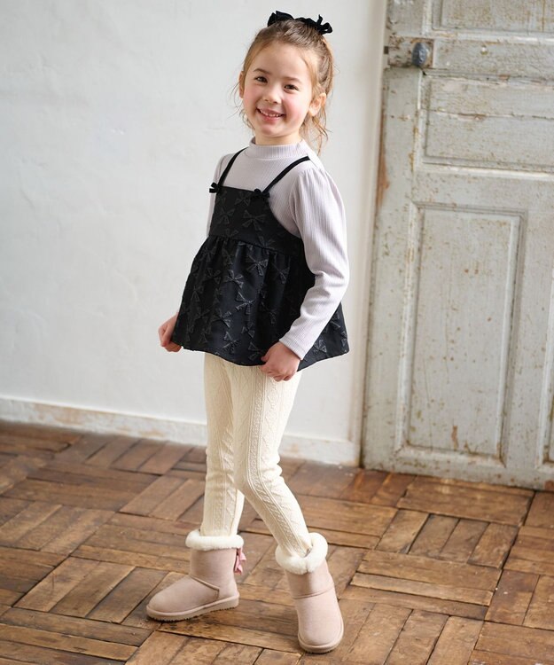 ANY KIDS ケーブルジャガードレギンス エクリュ